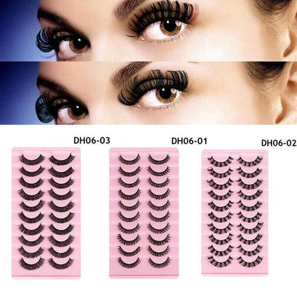 10 Pairs Russian D-Curl Mink False Eyelashes - Full & Curled - DH06-H5.