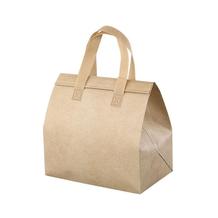 50pcs Thermal Insulation Packing Bag Non Woven Milk Tea Cake Food Storage Bag - Kraft-26x26x17cm.