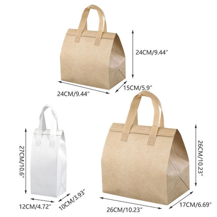50pcs Thermal Insulation Packing Bag Non Woven Milk Tea Cake Food Storage Bag - Kraft-24x24x15cm.