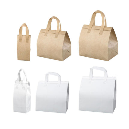 50pcs Thermal Insulation Packing Bag Non Woven Milk Tea Cake Food Storage Bag - White-27x12x10cm.