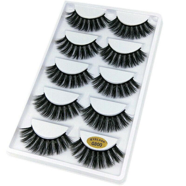 5 Pairs 3D Natural Thick False Fake Eyelashes Eye Lashes Mink Makeup Extension - G800.