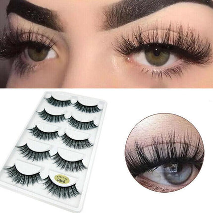 5 Pairs 3D Natural Thick False Fake Eyelashes Eye Lashes Mink Makeup Extension - G800.