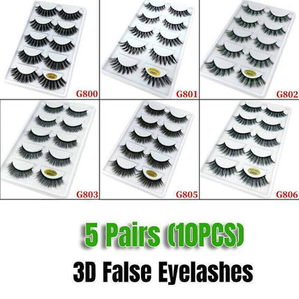 5 Pairs 3D Natural Thick False Fake Eyelashes Eye Lashes Mink Makeup Extension - G800.