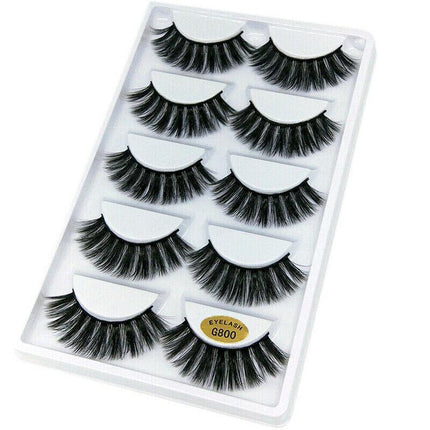 5 Pairs 3D Natural Thick False Fake Eyelashes Eye Lashes Mink Makeup Extension - G800.