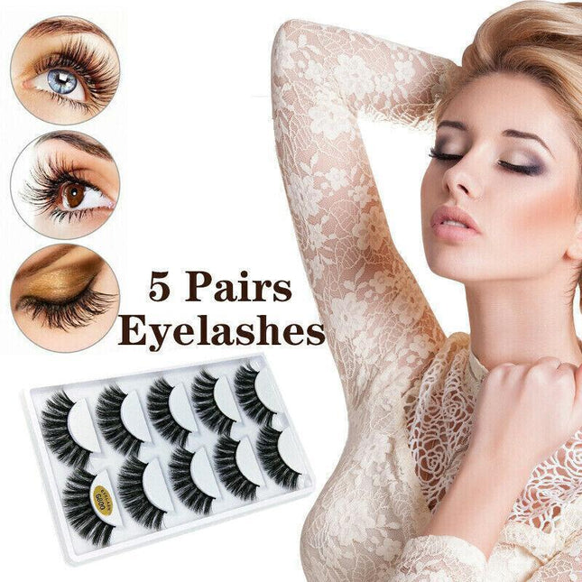 5 Pairs 3D Natural Thick False Fake Eyelashes Eye Lashes Mink Makeup Extension - G805.