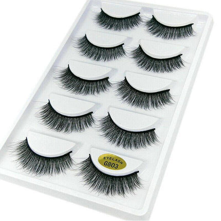 5 Pairs 3D Natural Thick False Fake Eyelashes Eye Lashes Mink Makeup Extension - G805.