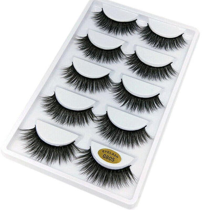 5 Pairs 3D Natural Thick False Fake Eyelashes Eye Lashes Mink Makeup Extension - G805.