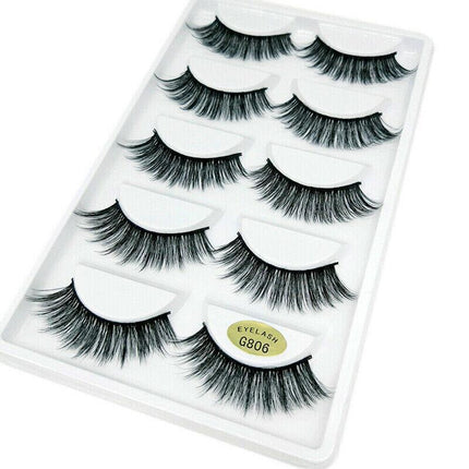 5 Pairs 3D Natural Thick False Fake Eyelashes Eye Lashes Mink Makeup Extension - G805.