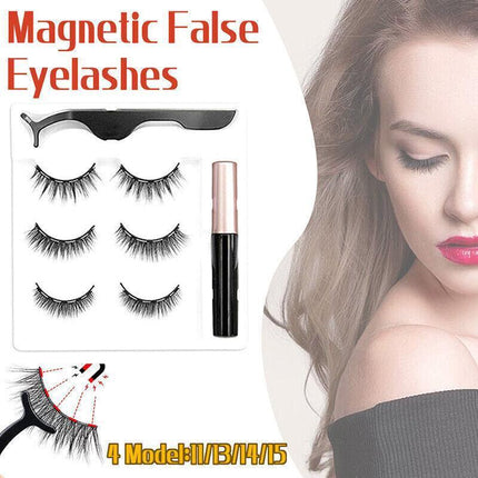Magnetic False Eyelashes Natural Eye Lashes Extension Liquid Eyeliner Tweezer - Model 14.