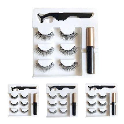 Magnetic False Eyelashes Natural Eye Lashes Extension Liquid Eyeliner Tweezer - Model 14.