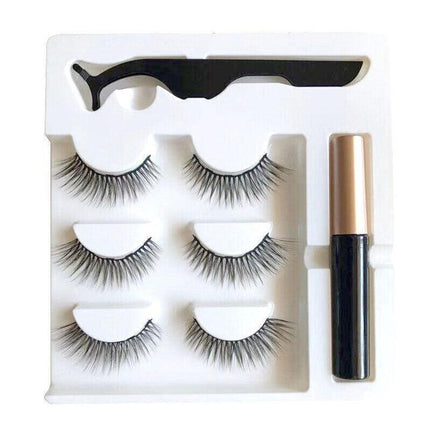 Magnetic False Eyelashes Natural Eye Lashes Extension Liquid Eyeliner Tweezer - Model 15.
