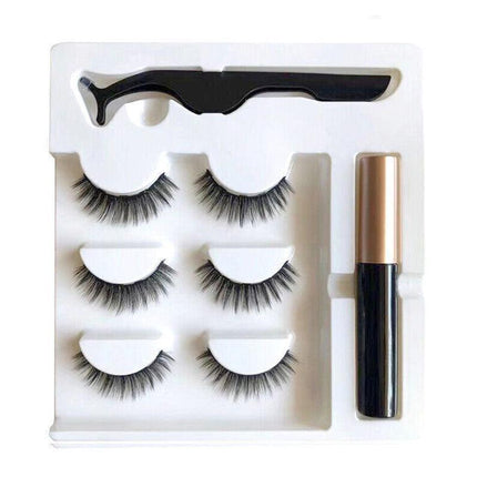 Magnetic False Eyelashes Natural Eye Lashes Extension Liquid Eyeliner Tweezer - Model 15.