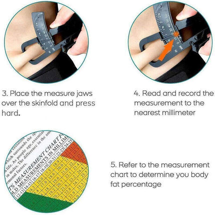 Body Fat Measurement Testing Caliper Skinfold Skin Fold Gym Weight Loss Test - Black.