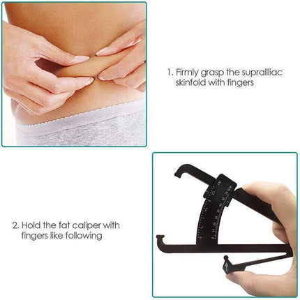 Body Fat Measurement Testing Caliper Skinfold Skin Fold Gym Weight Loss Test - Black.