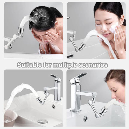 Multifunction Mechanical Arm Faucet Extender Rotatable Sink Tap Adapter Joint - Black.