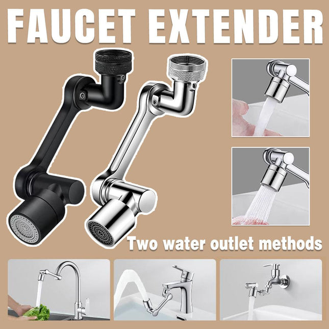 Multifunction Mechanical Arm Faucet Extender Rotatable Sink Tap Adapter Joint - Silver.