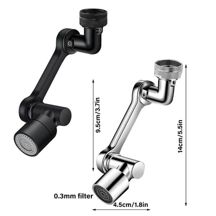 Multifunction Mechanical Arm Faucet Extender Rotatable Sink Tap Adapter Joint - Silver.
