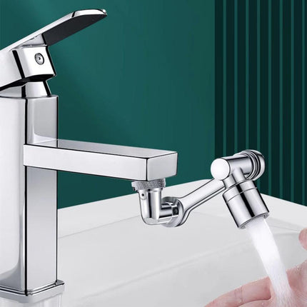 Multifunction Mechanical Arm Faucet Extender Rotatable Sink Tap Adapter Joint - Silver.