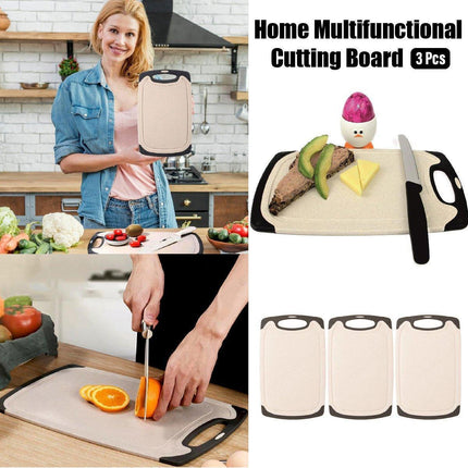 3PCS Wheat Straw Cutting Board Kitchen Chopping Board for Vegetables Meat Fruit.
