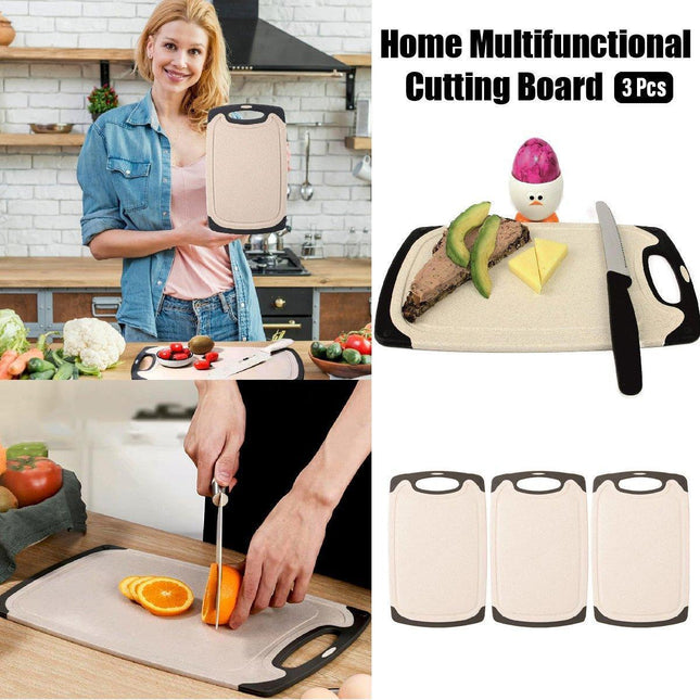 3PCS Wheat Straw Cutting Board Kitchen Chopping Board for Vegetables Meat Fruit.