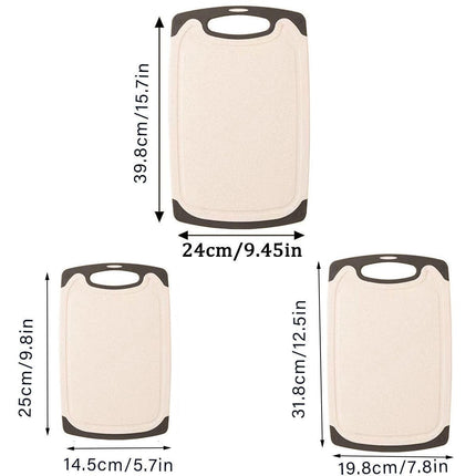 3PCS Wheat Straw Cutting Board Kitchen Chopping Board for Vegetables Meat Fruit.