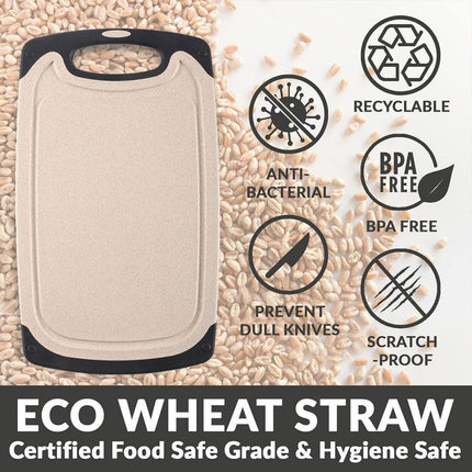 3PCS Wheat Straw Cutting Board Kitchen Chopping Board for Vegetables Meat Fruit.