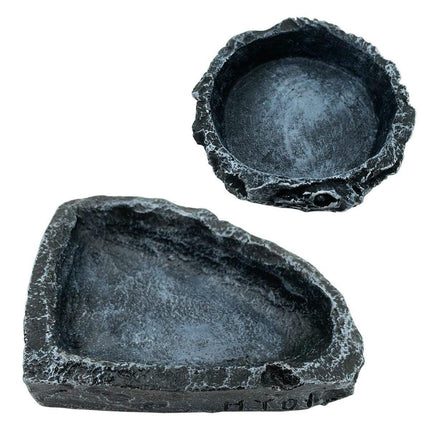2 Pack Reptile Water Dish Food Bowl Rock Worm Feeder for Leopard Gecko Lizard.