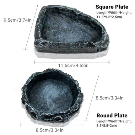 2 Pack Reptile Water Dish Food Bowl Rock Worm Feeder for Leopard Gecko Lizard.