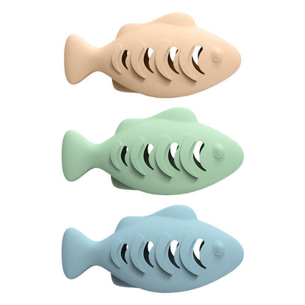 Interactive Cat Toys Fish Leaky Food Dispenser Fun Pet Play Chew Toy Durable - Green.
