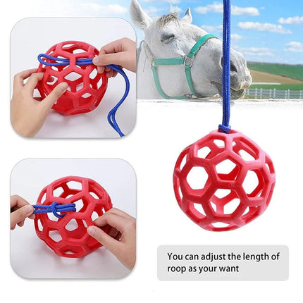 Hanging Hay Feeders Stable Feed Polo Feeding Balls Toy for Horses and Livestock - Green.