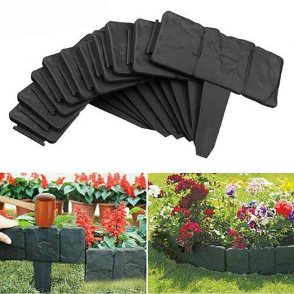 20pcs Garden Fence Edging Plastic Lawn Border for Outdoor Yard Flower Bed - Black.