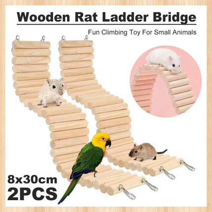 Wooden Hamster Toy Furniture Small Fence Climbing Stairs Arch Bridge for Pets.