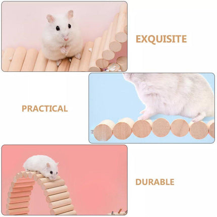 Wooden Hamster Toy Furniture Small Fence Climbing Stairs Arch Bridge for Pets.