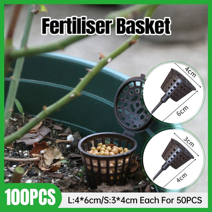 100x Plastic Fertilizer Baskets with Lid Balcony Gardening Tools Bonsai Supplies.