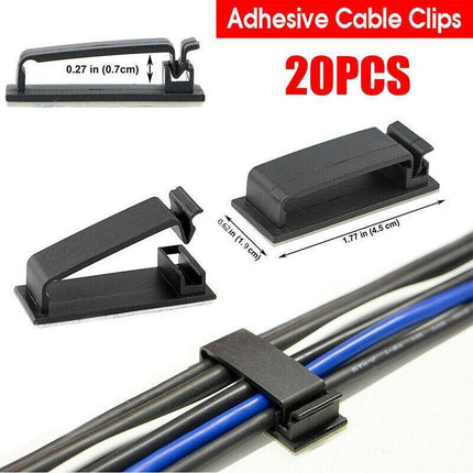 Adhesive Cable Clips Management Clamp Wire Organiser Rectangle Tidy Desk Holder.