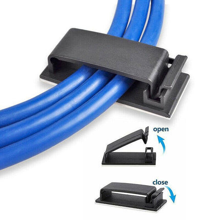 Adhesive Cable Clips Management Clamp Wire Organiser Rectangle Tidy Desk Holder.