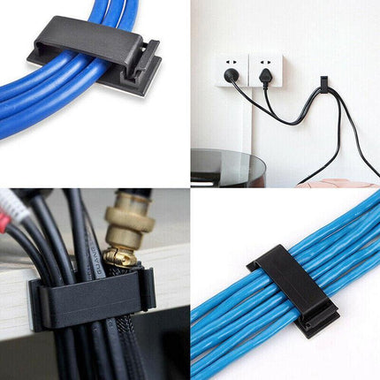 Adhesive Cable Clips Management Clamp Wire Organiser Rectangle Tidy Desk Holder.