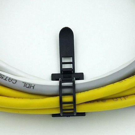Adjustable Cable Clips Straps Adhesive Cord Management Wire Organizer Black Au.