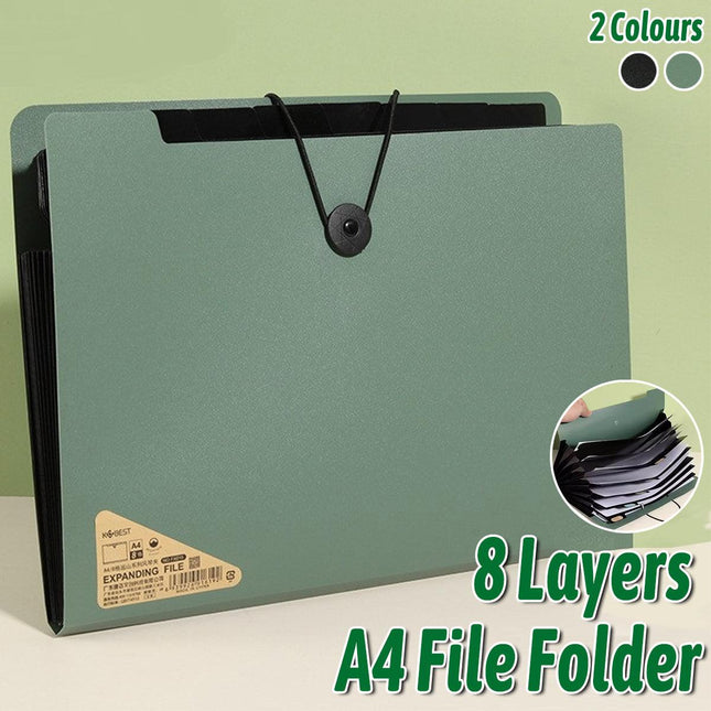 8 Cell File Folder Organizer Bag Test Paper Storage Document Holder School Office - Green.