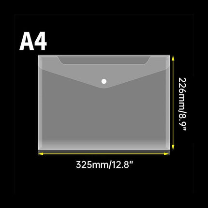 12pcs A4 Plastic File Bag Translucent Document Storage Pouch with Button Closure.
