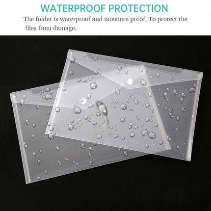 12pcs A4 Plastic File Bag Translucent Document Storage Pouch with Button Closure.