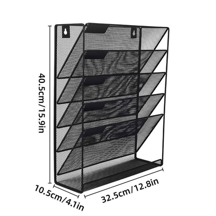 5 Tier Iron File Organiser Desktop File Management Shelf for Office Storage Desk.