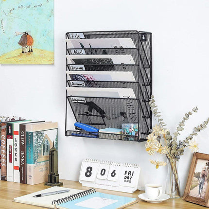 5 Tier Iron File Organiser Desktop File Management Shelf for Office Storage Desk.