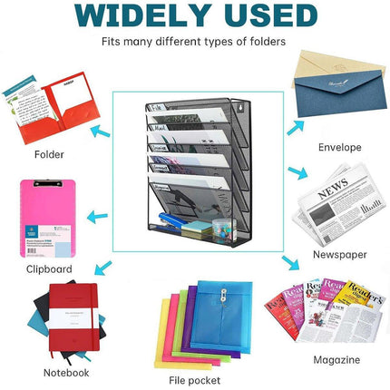 5 Tier Iron File Organiser Desktop File Management Shelf for Office Storage Desk.