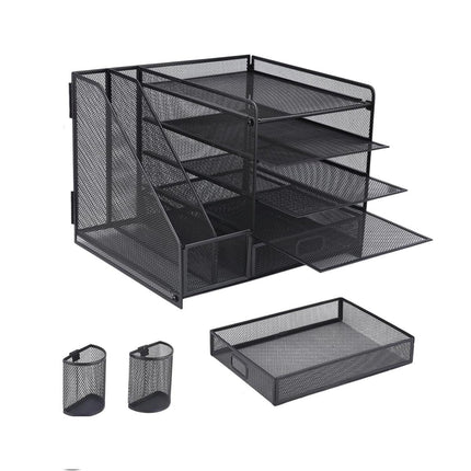 Multi-Tier Desktop Organizer File Holder Document Storage Rack Office Shelf.