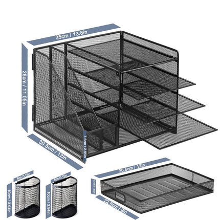 Multi-Tier Desktop Organizer File Holder Document Storage Rack Office Shelf.