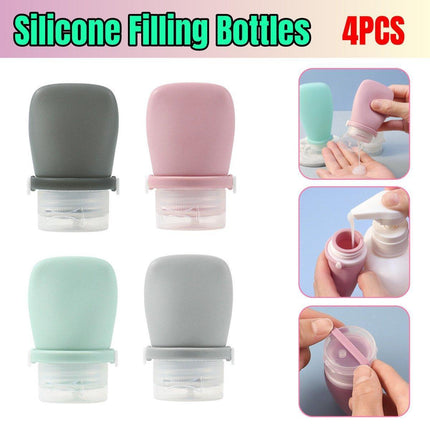 4pcs Travel Storage Bottles Set Refillable Silicone for Shampoo Lotion Cosmetics.