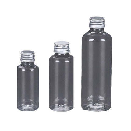 50/100pcs Clear Plastic Bottles with Aluminum Caps Liquid Dispenser Containers - 50ml-100pcs.