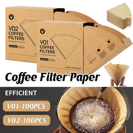 100PCS Coffee Filter Paper Drip Cone Funnel Handmade Filters for Coffee Machine - V02-100PCS.