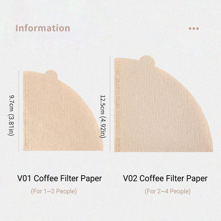 100PCS Coffee Filter Paper Drip Cone Funnel Handmade Filters for Coffee Machine - V02-100PCS.